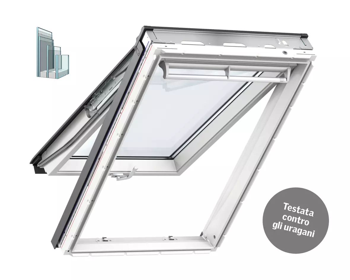 Finestra Velux GPU Tripla Protezione con apertura a vasistas resistente alla grandine