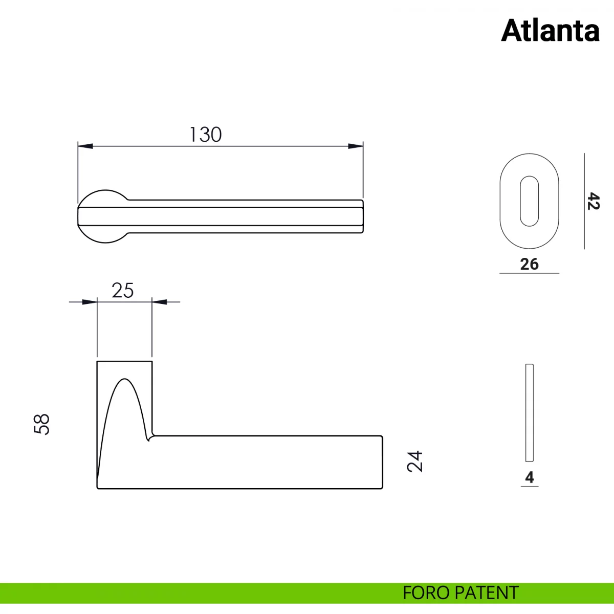 Maniglia per porta Atlanta Nuda Verum Italy senza rosetta - immagine 3