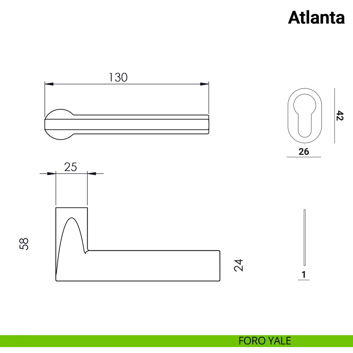 Maniglia per porta Atlanta Nuda Verum Italy senza rosetta - immagine 4
