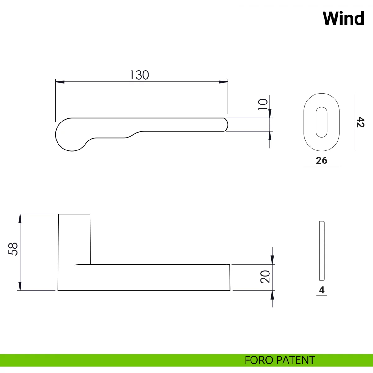 Maniglia per porta Wind Nuda Verum Italy senza rosetta - immagine 3