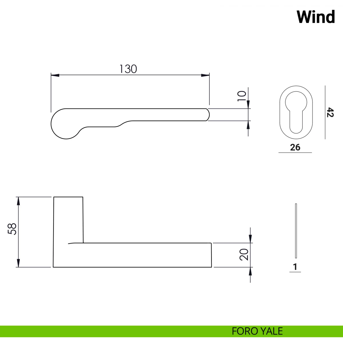 Maniglia per porta Wind Nuda Verum Italy senza rosetta - immagine 4