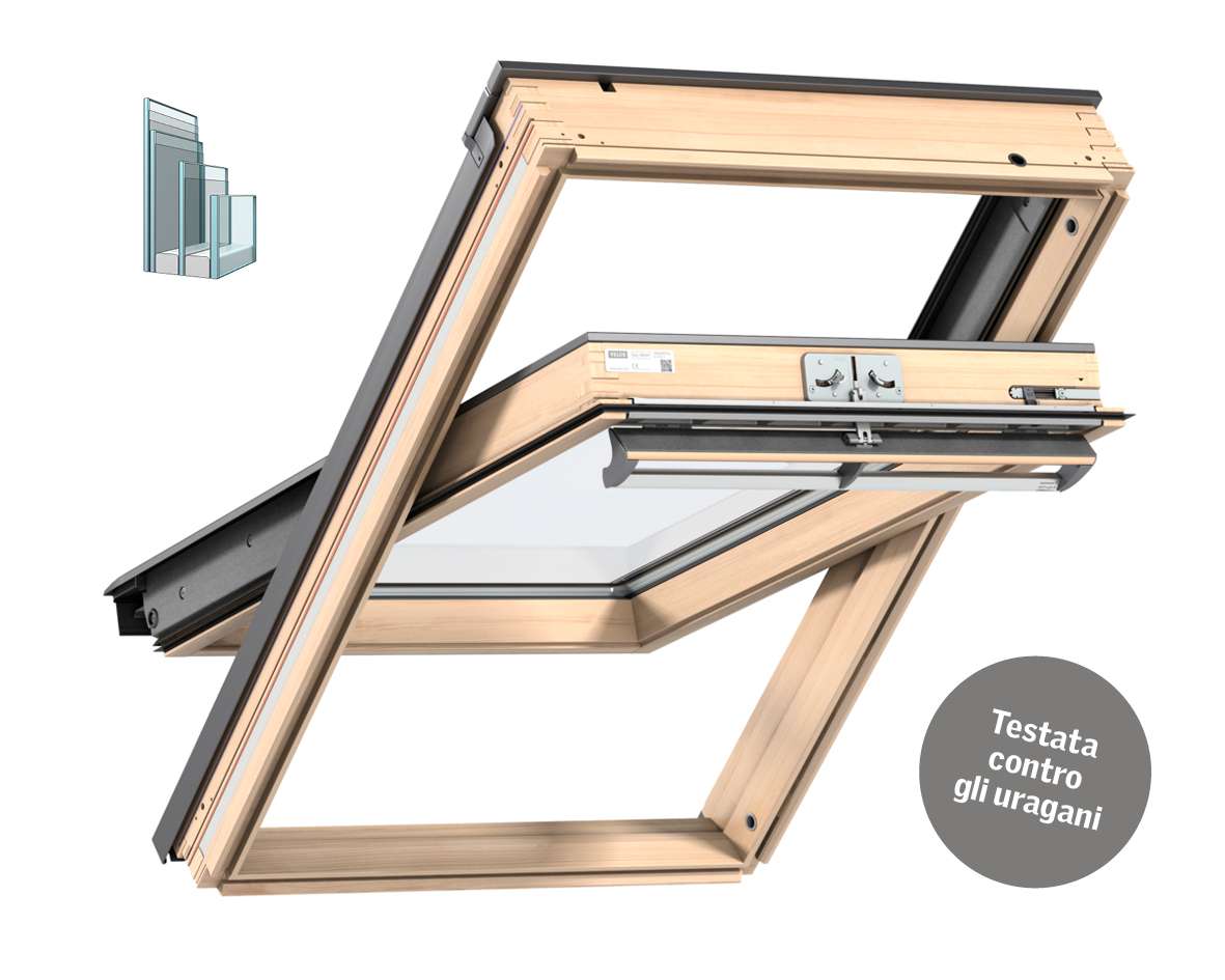 Finestra per tetti a falda GGL INTEGRA Tripla Protezione con apertura a bilico solare